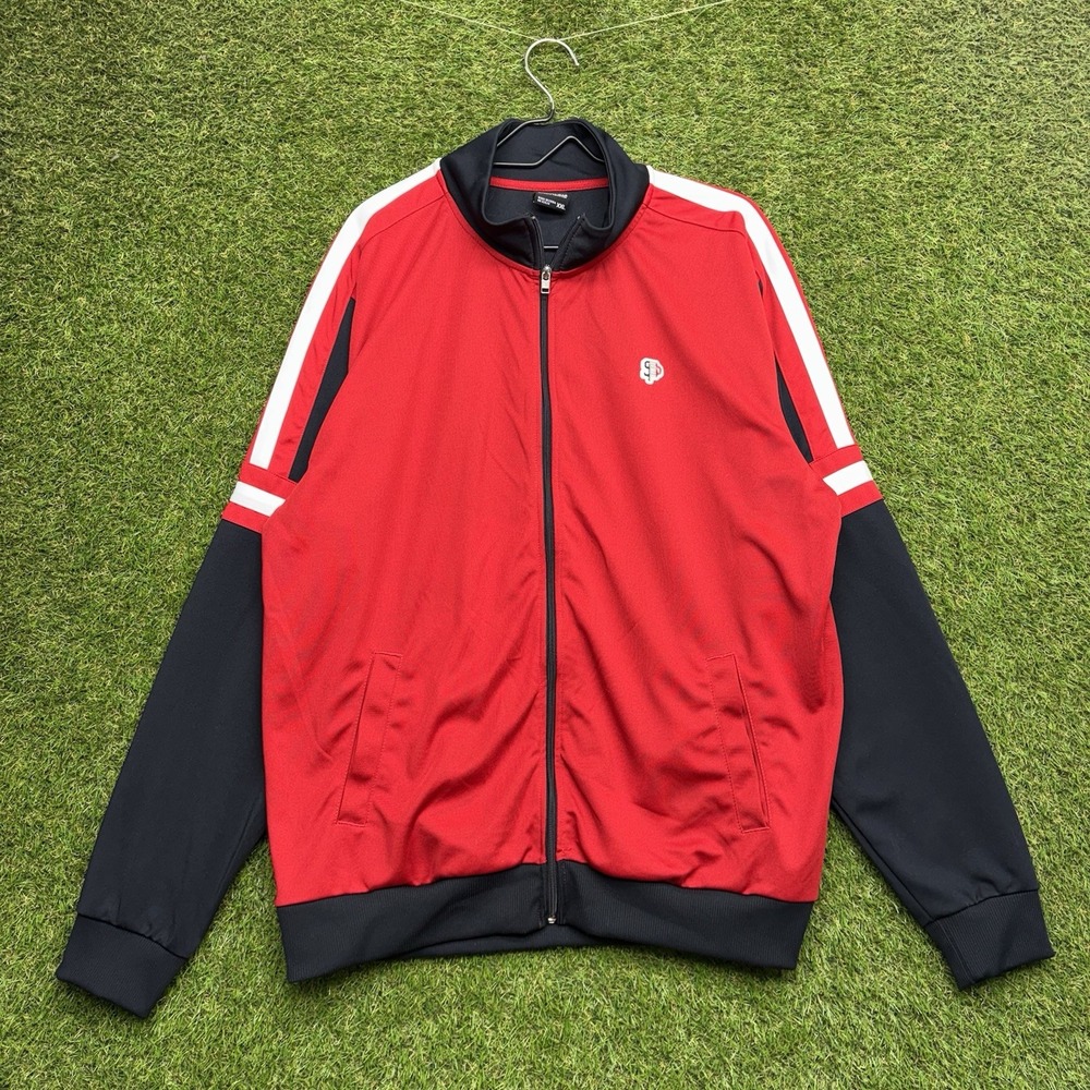 Southpole Track Jacket Mens 2XL Black Red Full Zip Up Grunge y2k Jogger Skater